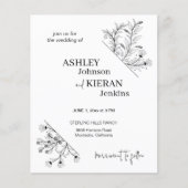 Elegante zwart-wit bruiloft budget uitnodiging flyer (Voorkant)