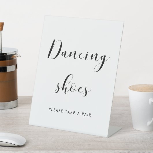Elegante zwart-wit bruiloft dansschoenen reclamebord met voetstuk (Insitu)
