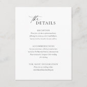 Elegante zwart wit bruiloft details behuizing Kaar Informatiekaartje (Voorkant)