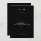 Elegante zwart-wit bruiloft details Kaart (Voorkant / Achterkant)