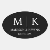 Elegante zwart & wit bruiloft envelop afdichtingen ovale sticker (Voorkant)