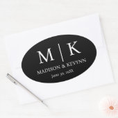 Elegante zwart & wit bruiloft envelop afdichtingen ovale sticker (Envelop)