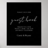 Elegante zwart-wit bruiloft Gast Boek teken Poster (Voorkant)