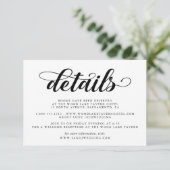 Elegante zwart-wit bruiloft gastgegevens informatiekaartje (Staand voorkant)