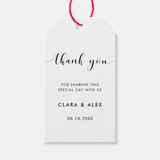 Elegante zwart-wit bruiloft gunst cadeau labels cadeaulabel (Voorkant)