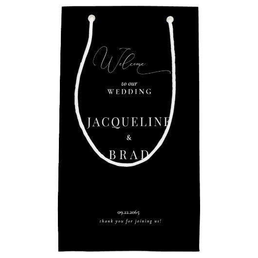 Elegante zwart & wit bruiloft gunst dank u klein cadeauzakje (Voorkant)