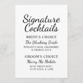 Elegante zwart wit bruiloft handtekening cocktails menu (Voorkant)