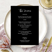 Elegante zwart-wit bruiloft menu Kaarten