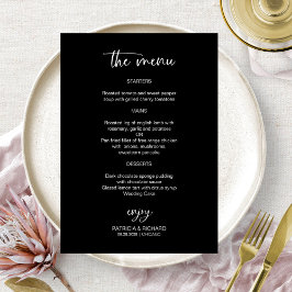 Elegante zwart-wit bruiloft menu Kaarten