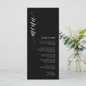 Elegante zwart-wit bruiloft menu Kaarten (Staand voorkant)