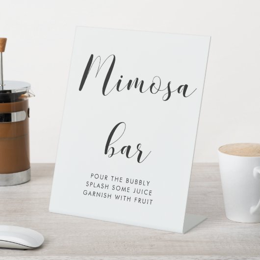 Elegante zwart-wit bruiloft Mimosa Bar Reclamebord Met Voetstuk (Insitu)