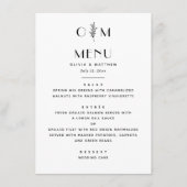 Elegante zwart-wit bruiloft | minimalistische bloe menu (Voorkant)