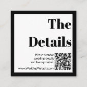 Elegante zwart-wit bruiloft QR-code Informatiekaartje (Voorkant)