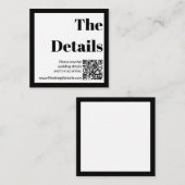 Elegante zwart-wit bruiloft QR-code Informatiekaartje (Voorkant / Achterkant)