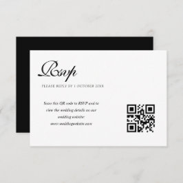 elegante zwart-wit bruiloft QR code rsvp kaart