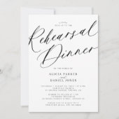 Elegante zwart-wit bruiloft repetitie diner kaart (Voorkant)