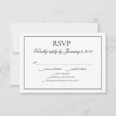 Elegante zwart-wit bruiloft RSVP (Voorkant)