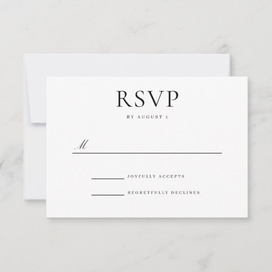 Elegante zwart-wit bruiloft RSVP Kaart (Voorkant)