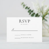 Elegante zwart-wit bruiloft RSVP Kaart (Staand voorkant)