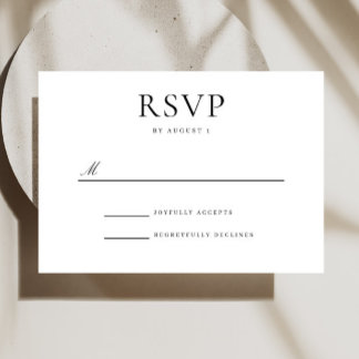 Elegante zwart-wit bruiloft RSVP Kaart