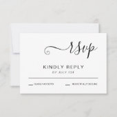 Elegante zwart-wit bruiloft RSVP kaartje (Voorkant)