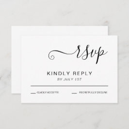 Elegante zwart-wit bruiloft RSVP kaartje