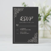 Elegante  Zwart Wit bruiloft RSVP Kaartje (Staand voorkant)