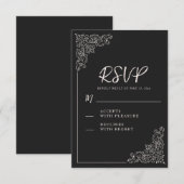 Elegante  Zwart Wit bruiloft RSVP Kaartje (Voorkant / Achterkant)