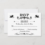 Elegante  zwart-wit bruiloft RSVP kaartje (Voorkant)