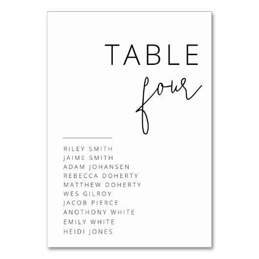 Elegante zwart-wit bruiloft tafel nummers kaart (Voorkant)