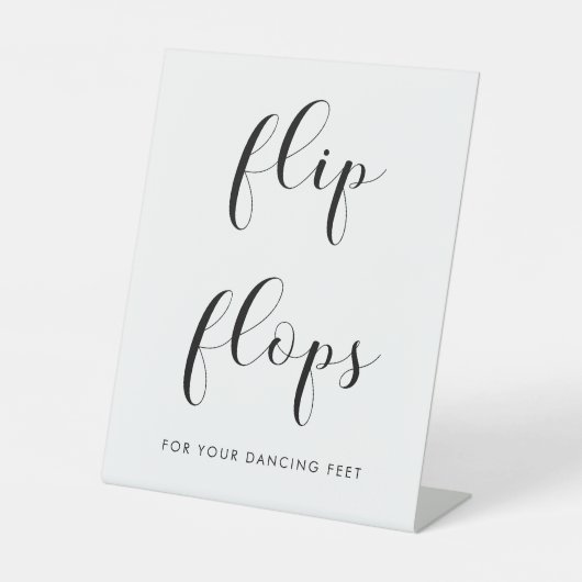 Elegante zwart-wit bruiloft Teenslippers Reclamebord Met Voetstuk (Voorkant)