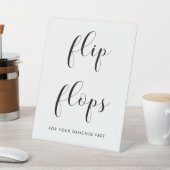 Elegante zwart-wit bruiloft Teenslippers Reclamebord Met Voetstuk (Insitu)