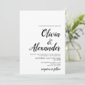 Elegante zwart-wit bruiloft uitnodiging (Staand voorkant)