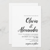 Elegante zwart-wit bruiloft uitnodiging (Voorkant / Achterkant)