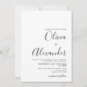 Elegante zwart-wit bruiloft uitnodiging (Voorkant)