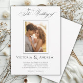 Elegante zwart-wit bruiloft uitnodiging & foto