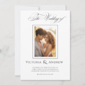 Elegante zwart-wit bruiloft uitnodiging & foto (Voorkant)