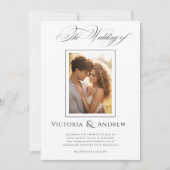 Elegante zwart-wit bruiloft uitnodiging & foto (Voorkant)