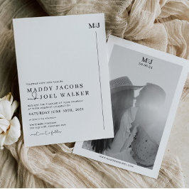 Elegante zwart-wit bruiloft uitnodiging MADDY