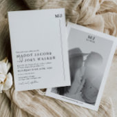 Elegante zwart-wit bruiloft uitnodiging MADDY