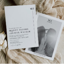 Elegante zwart-wit bruiloft uitnodiging MADDY