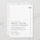 Elegante zwart-wit bruiloft uitnodiging MADDY (Voorkant)