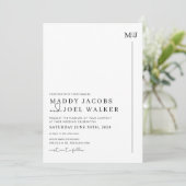 Elegante zwart-wit bruiloft uitnodiging MADDY (Staand voorkant)