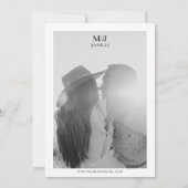 Elegante zwart-wit bruiloft uitnodiging MADDY (Achterkant)