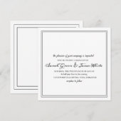 Elegante zwart-wit bruiloft vierkante uitnodiging (Voorkant / Achterkant)