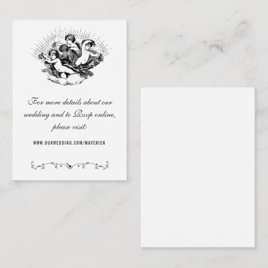 Elegante zwart-wit bruiloft website informatiekaartje (Voorkant / Achterkant)