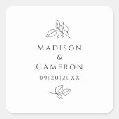 Elegante zwart & wit bruiloften laat namen datum vierkante sticker (Voorkant)