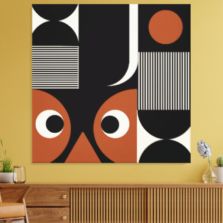 Elegante zwart-wit bruine geometrische abstracte  canvas afdruk