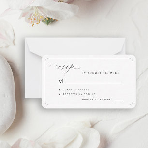 Elegante zwart-wit budget bruiloft RSVP Notitiekaartje