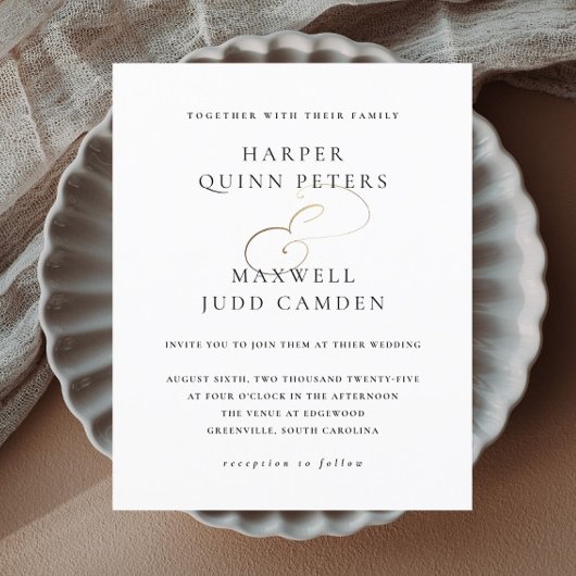 Elegante zwart-wit budget bruiloft uitnodiging